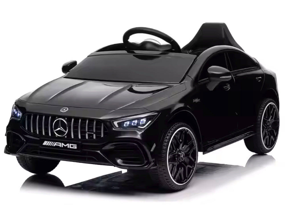 Licensed Mercedes-Benz CLA 45 S AMG 12V Kids Electric Car - 4WD Sport Sedan (Black)