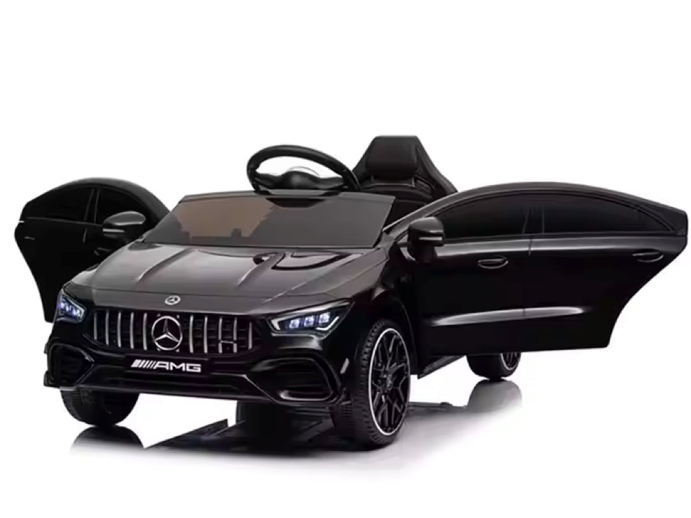 Licensed Mercedes-Benz CLA 45 S AMG 12V Kids Electric Car - 4WD Sport Sedan (Black)