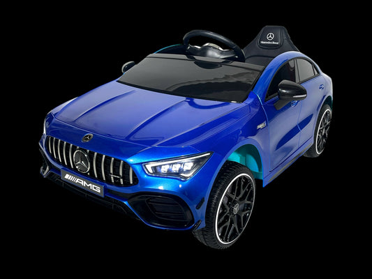Licensed Mercedes CLA 45 S AMG 12V Kids Electric Car - 4WD Luxury Sedan (Blue)
