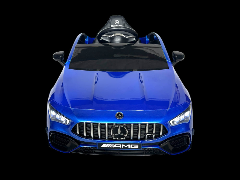 Licensed Mercedes CLA 45 S AMG 12V Kids Electric Car - 4WD Luxury Sedan (Blue)