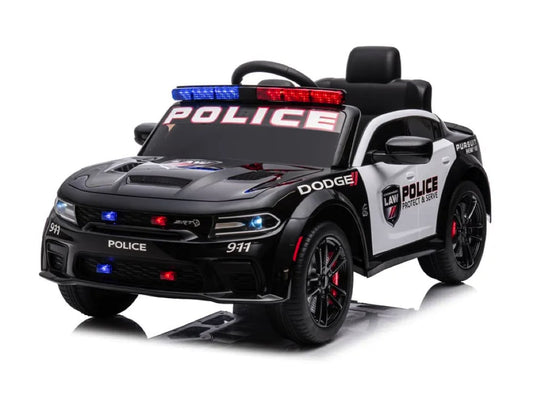 Dodge Charger SRT Police 12V Kids Electric Car - With Siren, Lights & Walkie Talkie (Black)