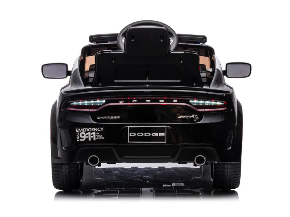 Dodge Charger SRT Police 12V Kids Electric Car - With Siren, Lights & Walkie Talkie (Black)