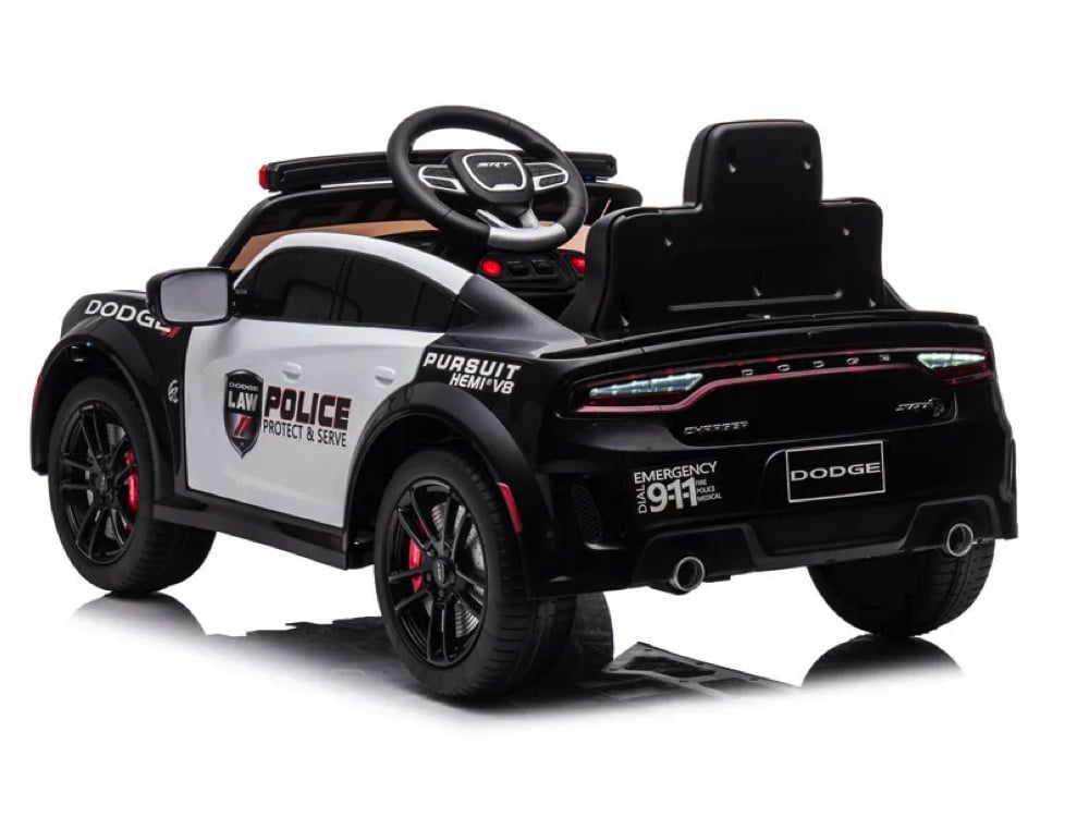 Dodge Charger SRT Police 12V Kids Electric Car - With Siren, Lights & Walkie Talkie (Black)