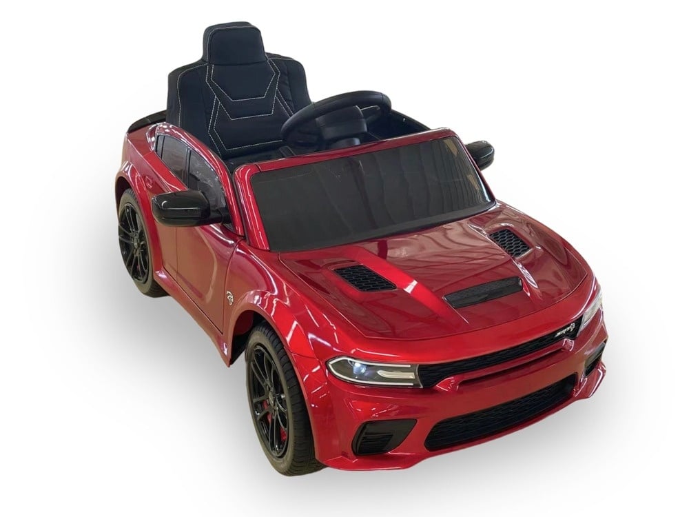 Dodge Charger SRT 12V Kids Electric Car - Muscle Car with Black Rims (Red)