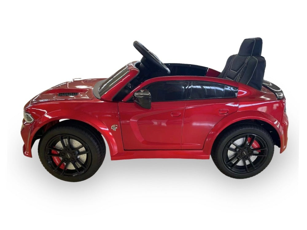 Dodge Charger SRT 12V Kids Electric Car - Muscle Car with Black Rims (Red)